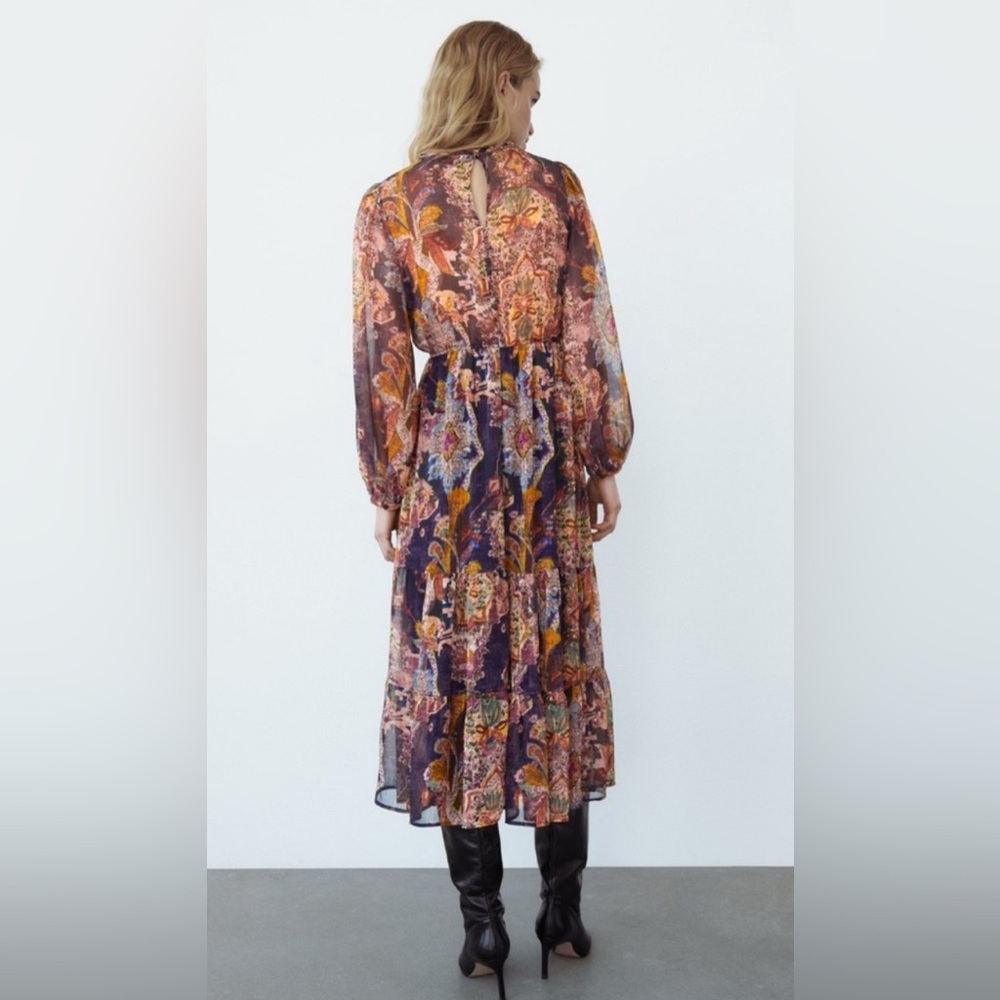 ZARA Boho Paisley Midi Dress – Size S - Picture 2 of 13